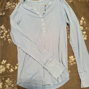 Aerie Blue Long Sleeve Button Top Size Medium